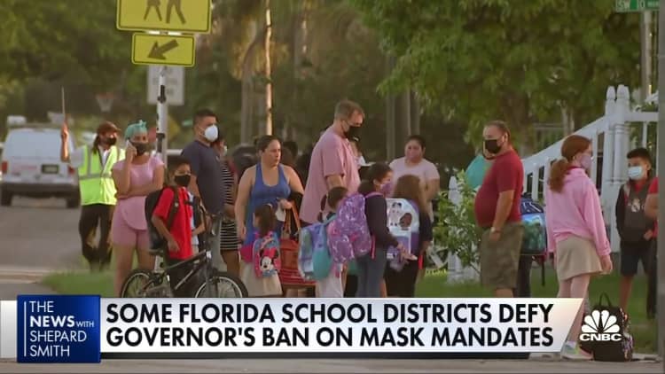 Some school districts in Florida defy DeSantis' ban on mask mandates