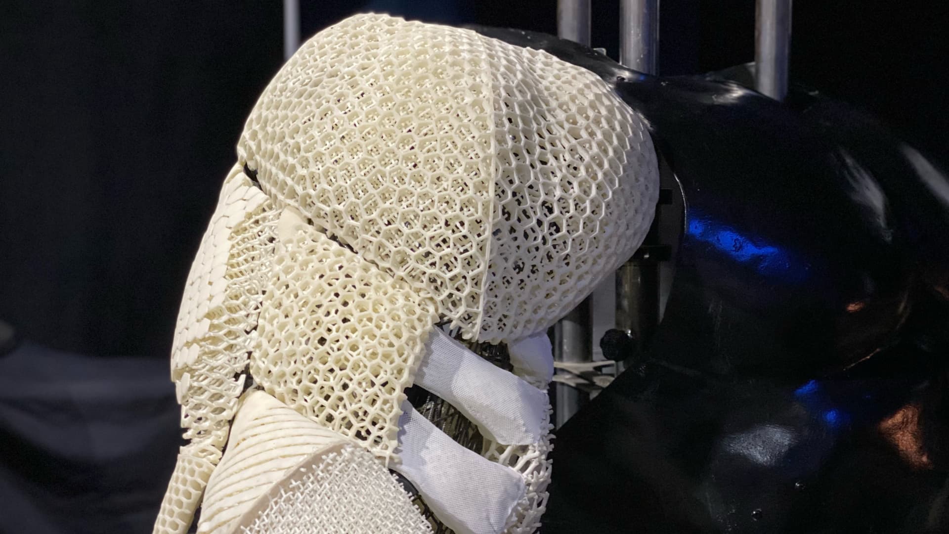 Disney's Imagineering 3D printed muscle for its exoskeleton prototype.