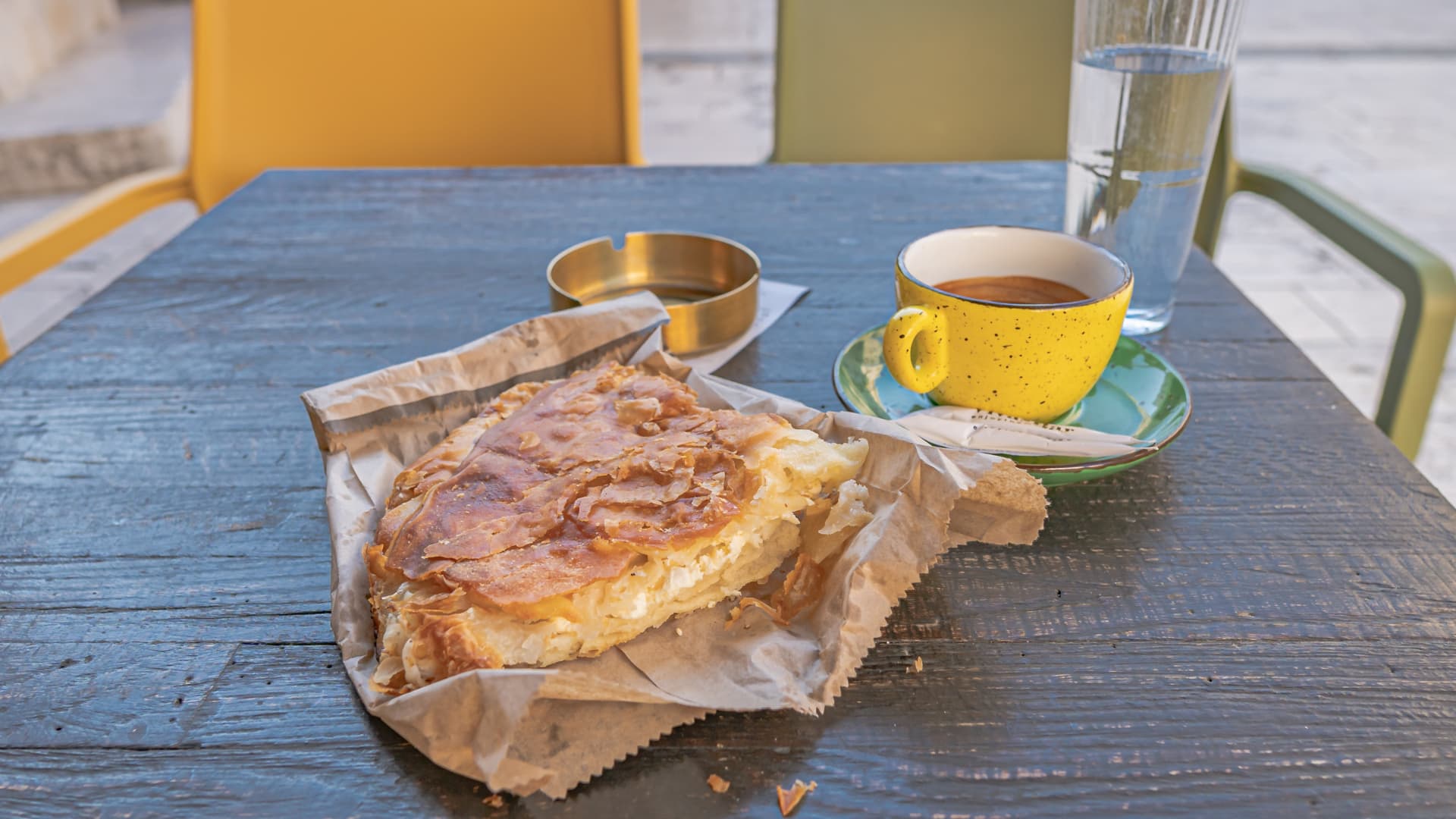 A cheese burek and a double espresso at a café in Split costs around $5.