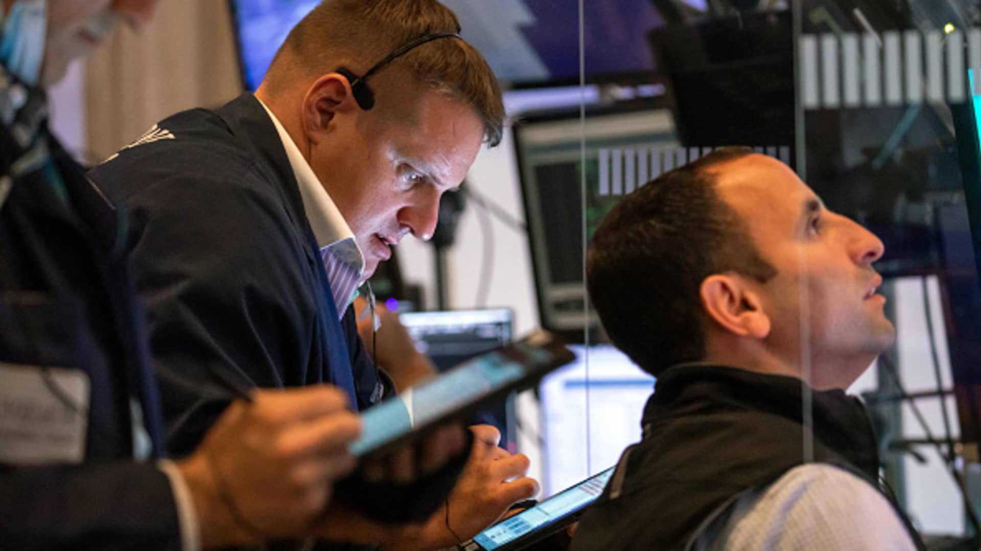 Traders work on the floor of the New York Stock Exchange (NYSE) in New York, on Monday, Aug. 23, 2021.