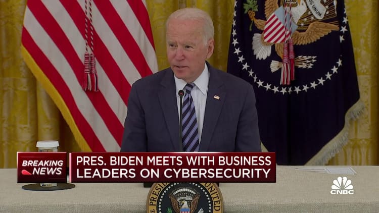 President Biden meets with business leaders on cybersecurity