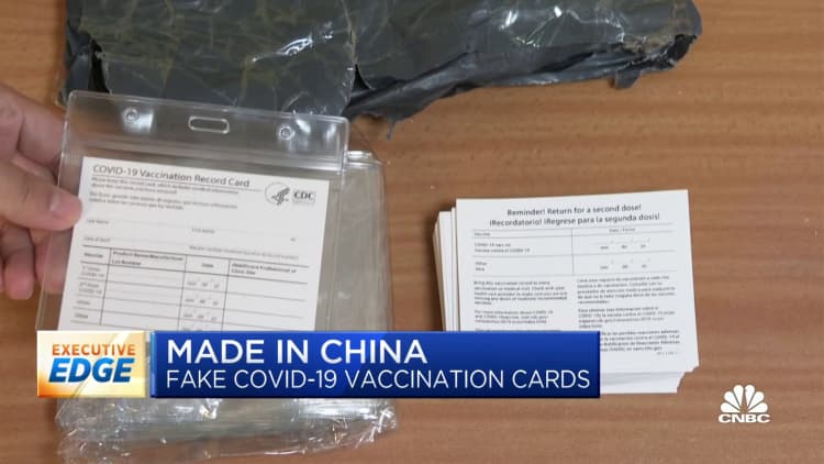 Fake Covid-19 vaccination cards sold online from China to U.S.