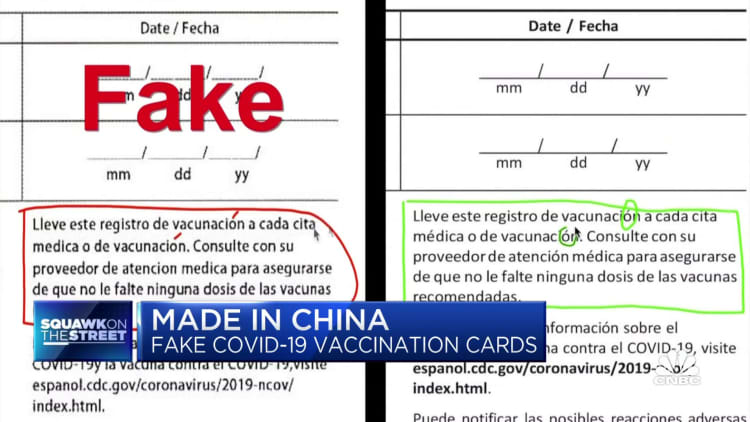 Chinese manufacturers ramp up production of fake Covid-19 vaccination cards