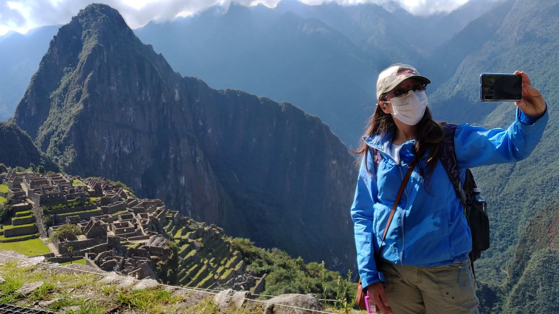 Visitors to Machu Picchu must wear masks at all times, even while taking photos.