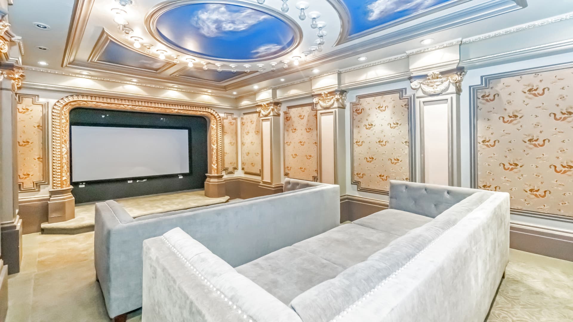 The home includes a screening room.