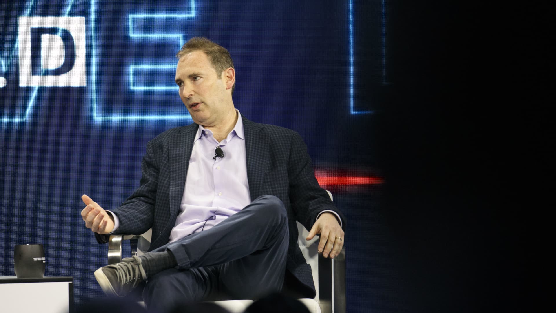 Andy Jassy, CEO of Amazon.com and then CEO of Amazon Web Services, speaks during the WSJDLive Global Technology Conference in Laguna Beach, California, U.S., speaks during the WSJDLive Global Technology Conference in Laguna Beach, California, on Oct. 25, 2016.