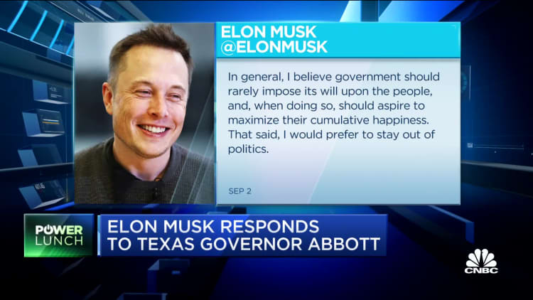 Elon Musk responds to Texas Gov. Abbott on state's restrictive abortion law