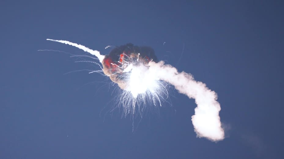 Firefly Aerospace's Alpha rocket explodes in a fireball in the sky above California after launching from Vandenberg Space Force Base on September 2, 2021.