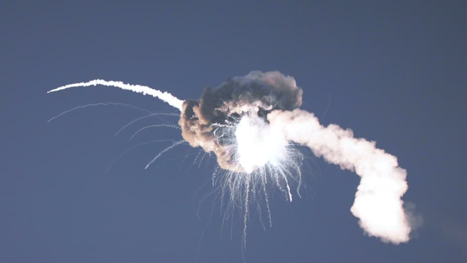 The flight termination system on Firefly Aerospace's Alpha rocket detonates after it launched from Vandenberg Space Force Base on September 2, 2021.