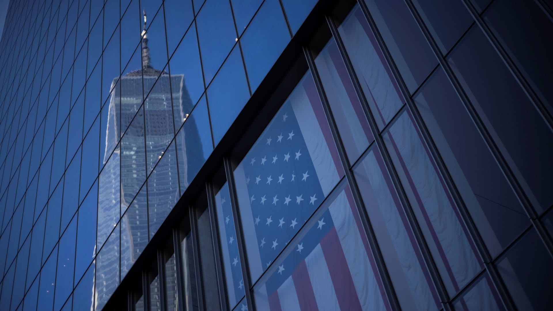 The One World Trade Center is reflected on a nearby building ahead of the 20th anniversary of the September 11 attacks in Manhattan, New York City, U.S., September 10, 2021.