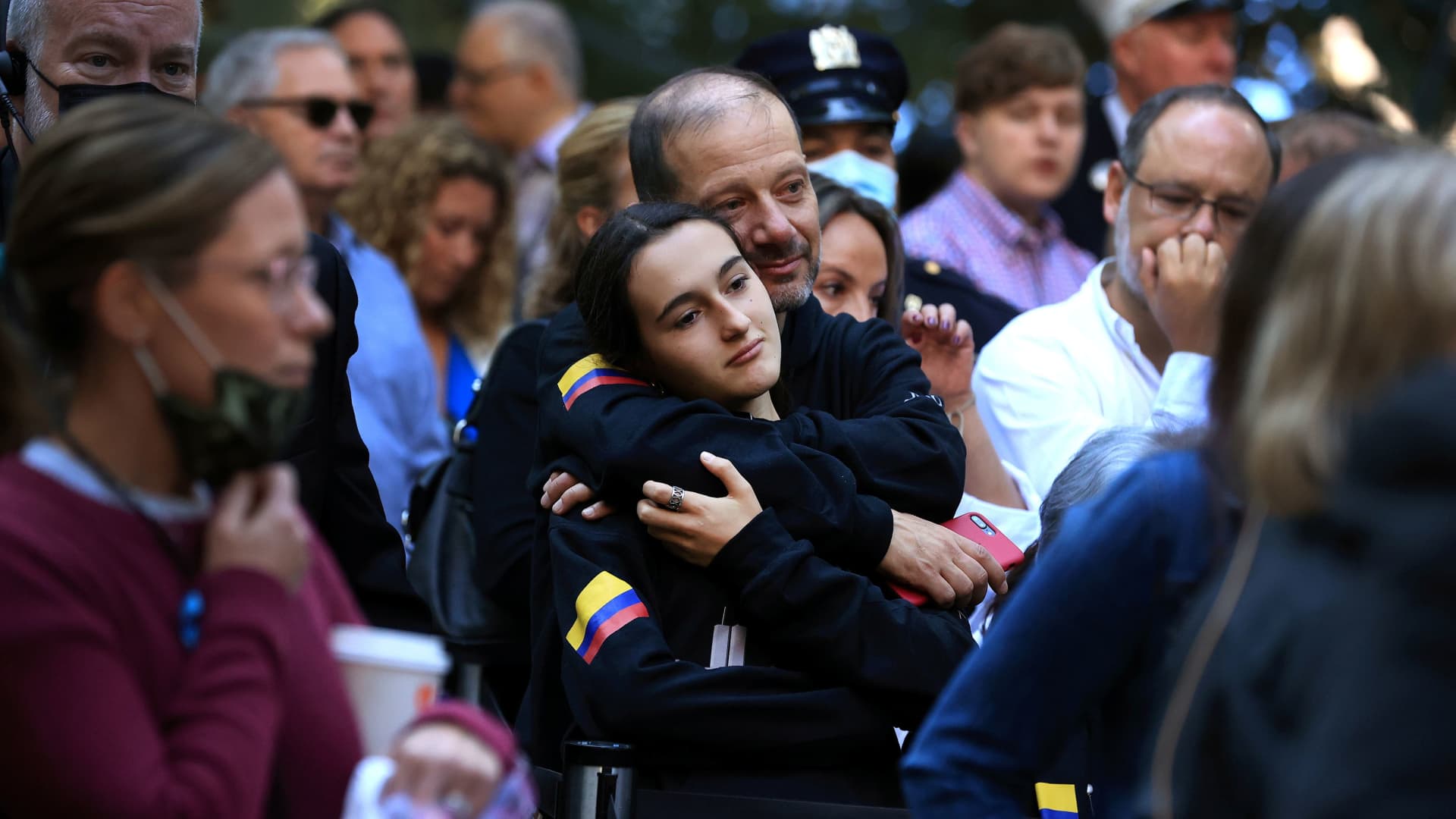 Family members and loved ones of victims attend the annual September 11 Commemoration Ceremony at the National 9/11 Memorial and Museum on September 11, 2021 in New York City U.S., September 11, 2021.