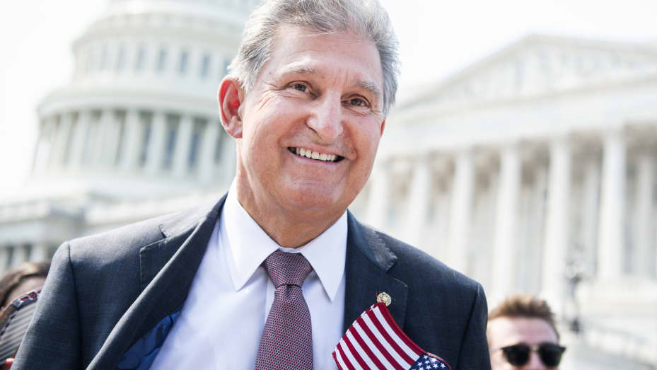 Sen. Joe Manchin, D-W.Va., talks with reporters after a remembrance ceremony on the east front steps of the U.S. Capitol for the 20th anniversary of the 9/11 terrorist attacks on Monday, September 13, 2021.