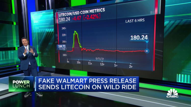 Phony Walmart press release sends litecoin higher