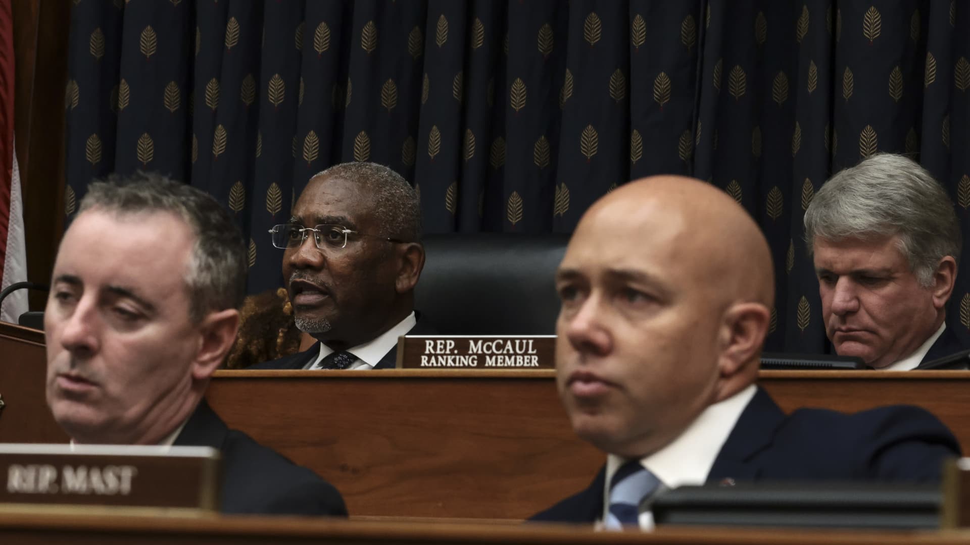 Chairman Gregory Meeks (D-NY) (2nd-L) speaks at House Foreign Affairs Committee hearing with U.S. Secretary of State Antony Blinken on Capitol Hill on September 13, 2021 in Washington, DC.