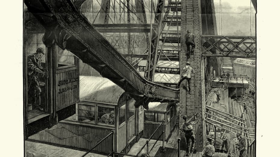 The world's first ferris wheel was introduced in 1893, however smaller version of ridable wheels already existed at the time. The illustration here shows the Great Wheel introduced in London in 1895.