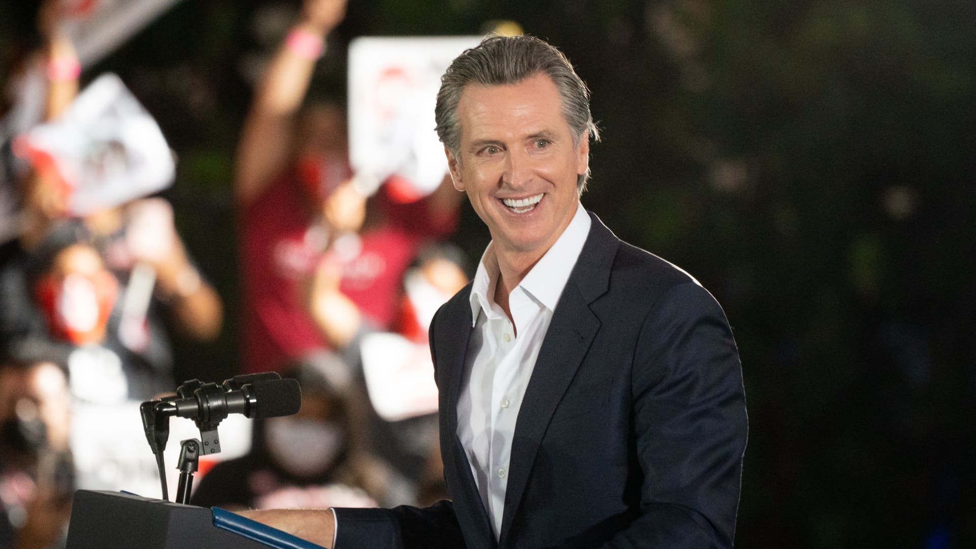 Gavin Newsom, governor of California, speaks during a campaign event at Long Beach City College in Long Beach, California, U.S., on Monday, Sept. 13, 2021.
