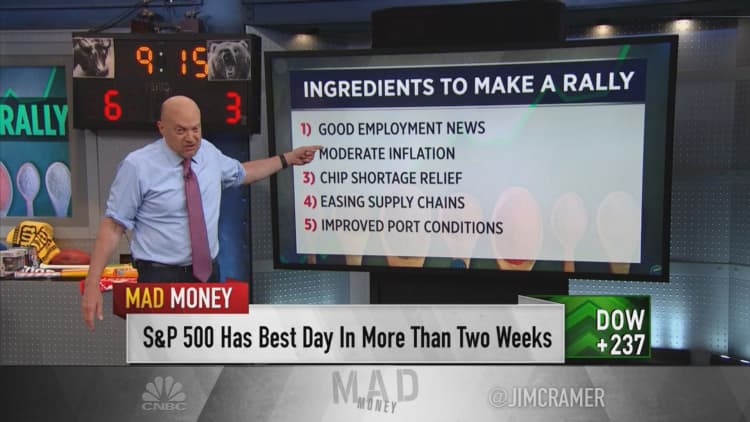 Jim Cramer says Wall Street needs to see better jobs data and signs of moderating inflation