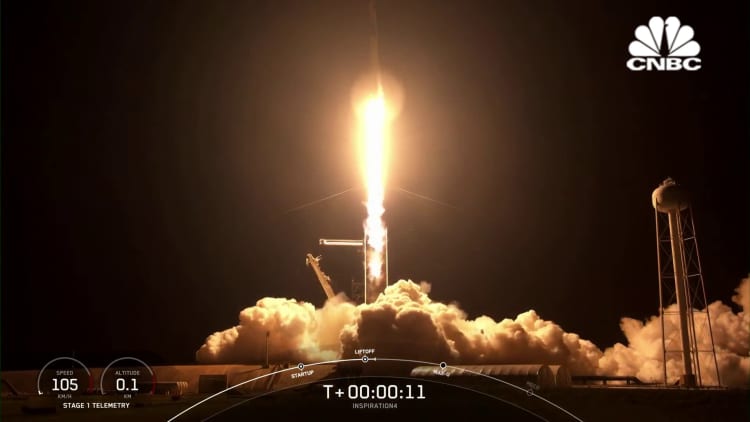 Space X launch: Falcon 9 rocket lifts off carrying all-civilian crew