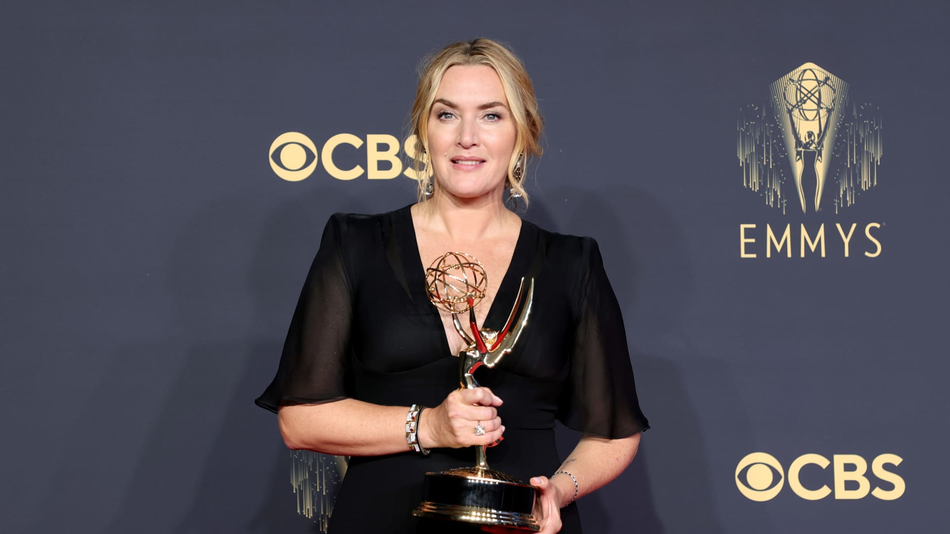 Kate Winslet, winner of the Outstanding Lead Actress in a Limited or Anthology Series or Movie award for 'Mare Of Easttown,' poses in the press room during the 73rd Primetime Emmy Awards at L.A. LIVE on September 19, 2021 in Los Angeles, California.