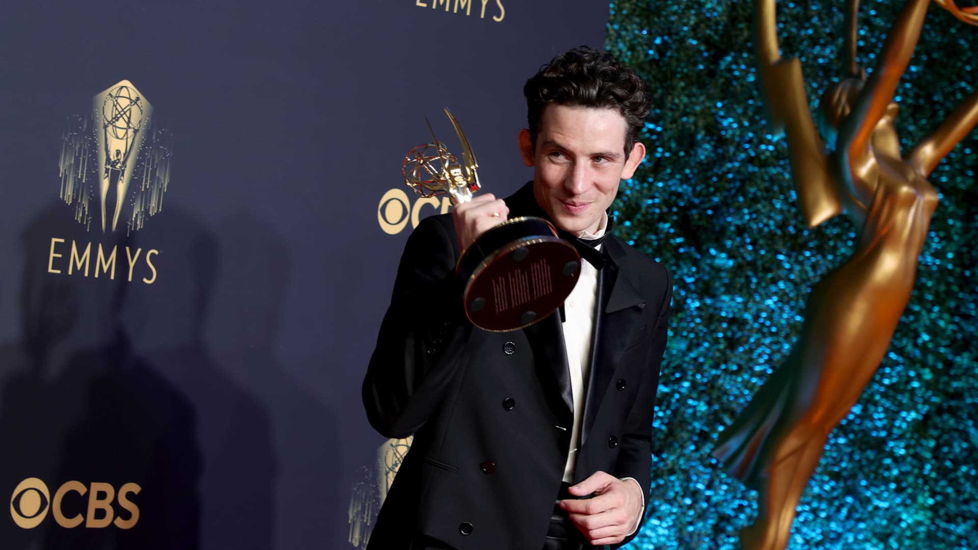 Josh O'Connor, winner of the Outstanding Lead Actor In A Drama Series award for ‘The Crown,’ poses in the press room during the 73rd Primetime Emmy Awards at L.A. LIVE on September 19, 2021 in Los Angeles, California.