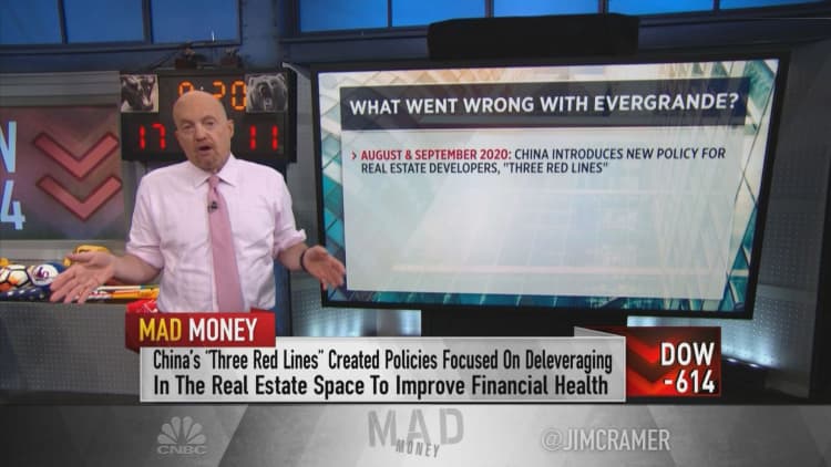 Jim Cramer discusses Evergrande and the risks brought on by the struggling Chinese developer