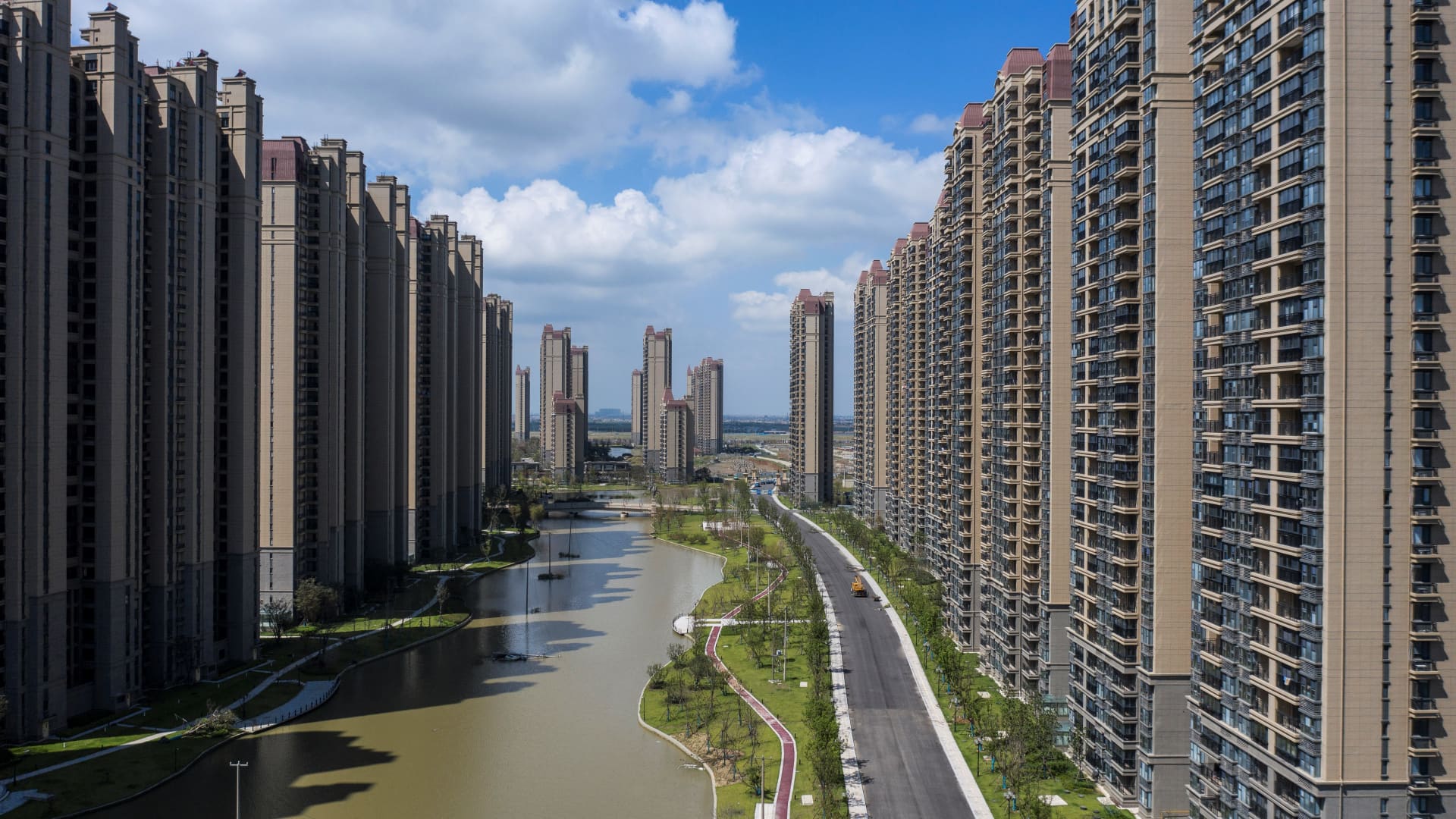 Apartment buildings at China Evergrande Group's Life in Venice real estate and tourism development in Qidong, Jiangsu province, China, on Tuesday, Sept. 21, 2021.
