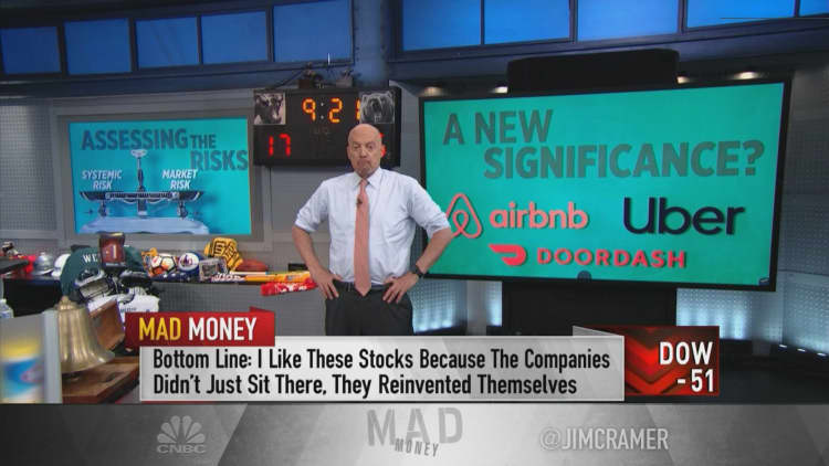 Jim Cramer praises CEOs of DoorDash, Airbnb and Uber for how they navigated Covid crisis