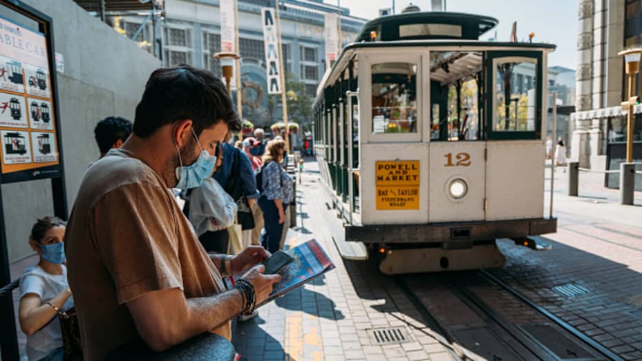 San Francisco's cable cars return to service after COVID-19 shutdown in San Francisco, California, United States on September 21, 2021.
