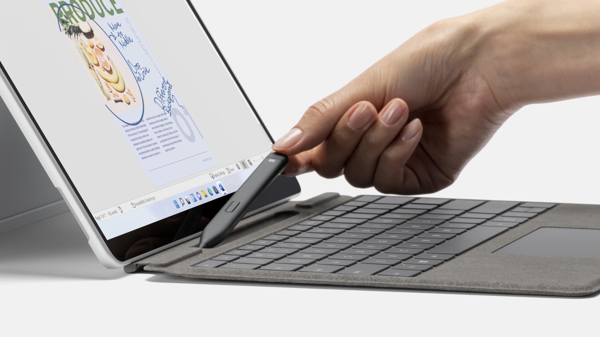 Microsoft's Surface Pro 8 has a new tray to securely store and charge the new Surface Slim Pen 2.