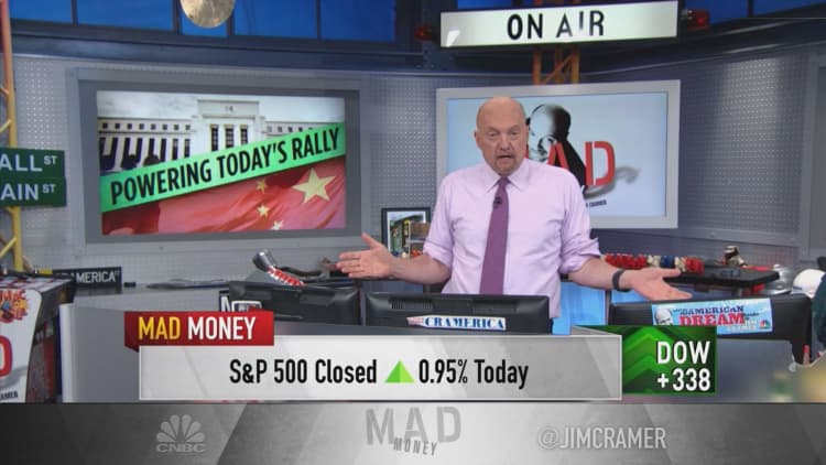 Jim Cramer discusses the Fed's latest policy meeting and positive Evergrande developments