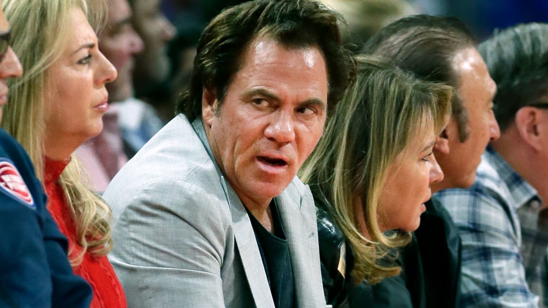 Detroit Pistons owner Tom Gores during the first round of the 2019 NBA Eastern Conference Playoffs against the Milwaukee Bucks at Little Caesars Arena on April 22, 2019 in Detroit, Michigan.