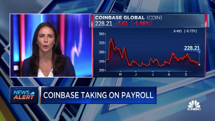 Coinbase is taking on payroll
