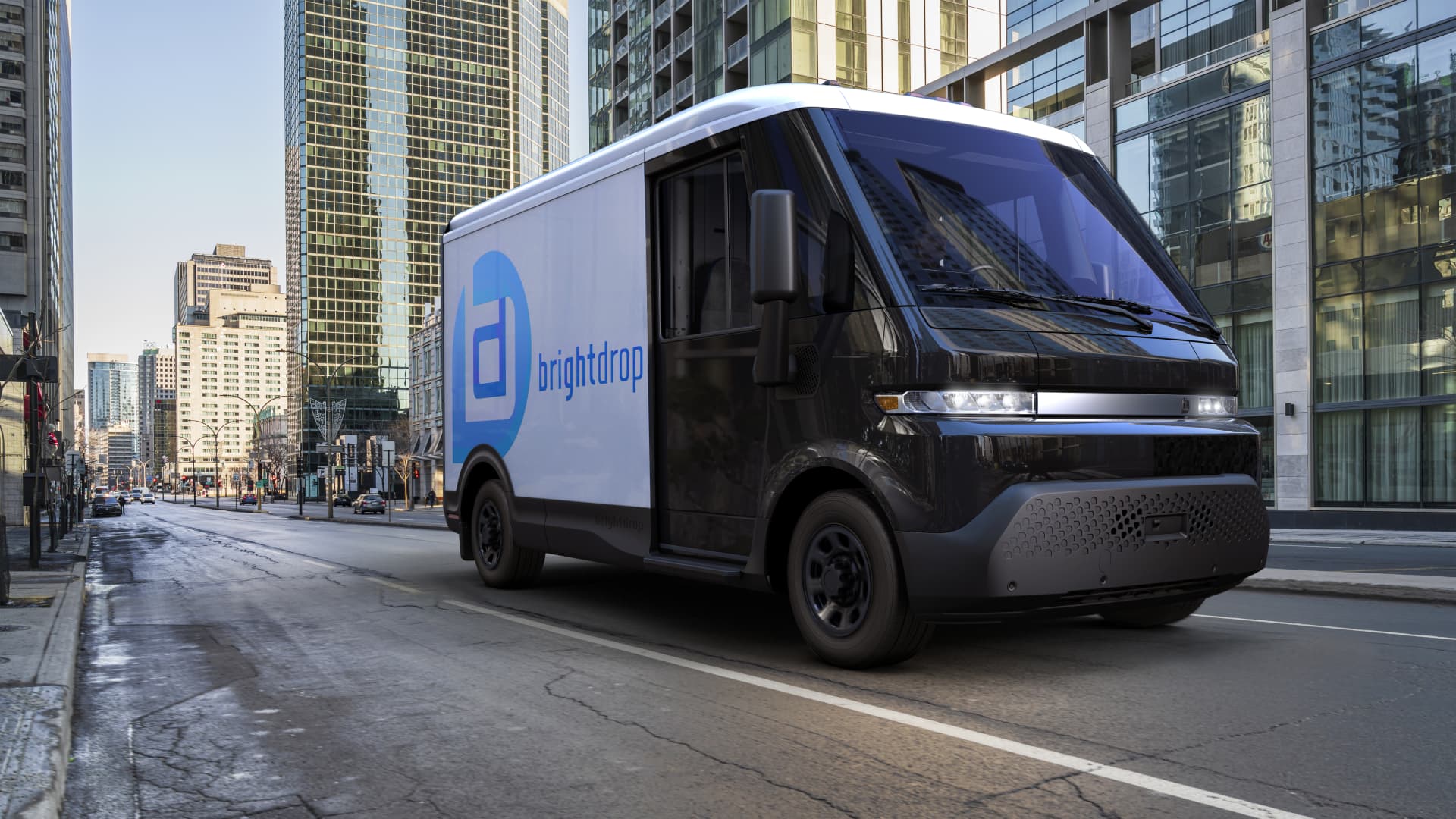 A rendering of GM's BrightDrop EV410, an electric midsize commercial van that's planned for 2023.