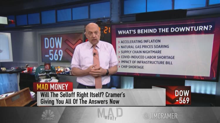 It's worth keeping new money 'on the sidelines' until the stock sell-off ends, says Cramer