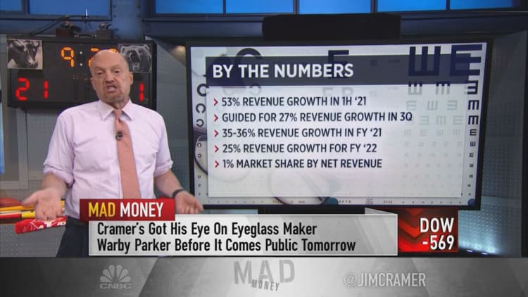Jim Cramer says 'steer clear' of Warby Parker shares unless they trade at an obvious discount