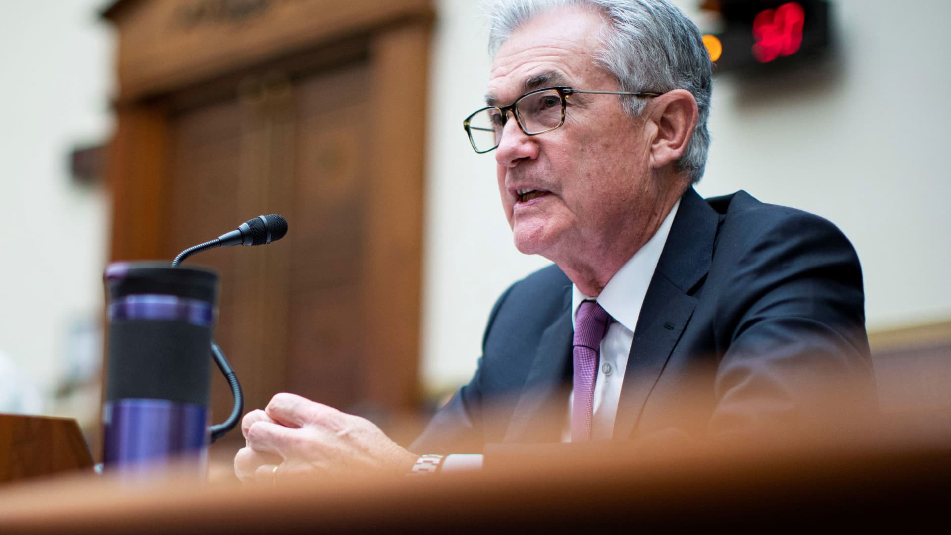 Federal Reserve Chairman Jerome Powell attends the House Financial Services Committee hearing on Capitol Hill in Washington, U.S., September 30, 2021.