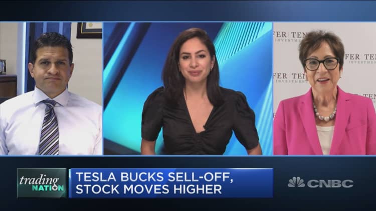 Trading Nation: As Tesla bucks market sell-off, Oppenheimer charts where stock heads next