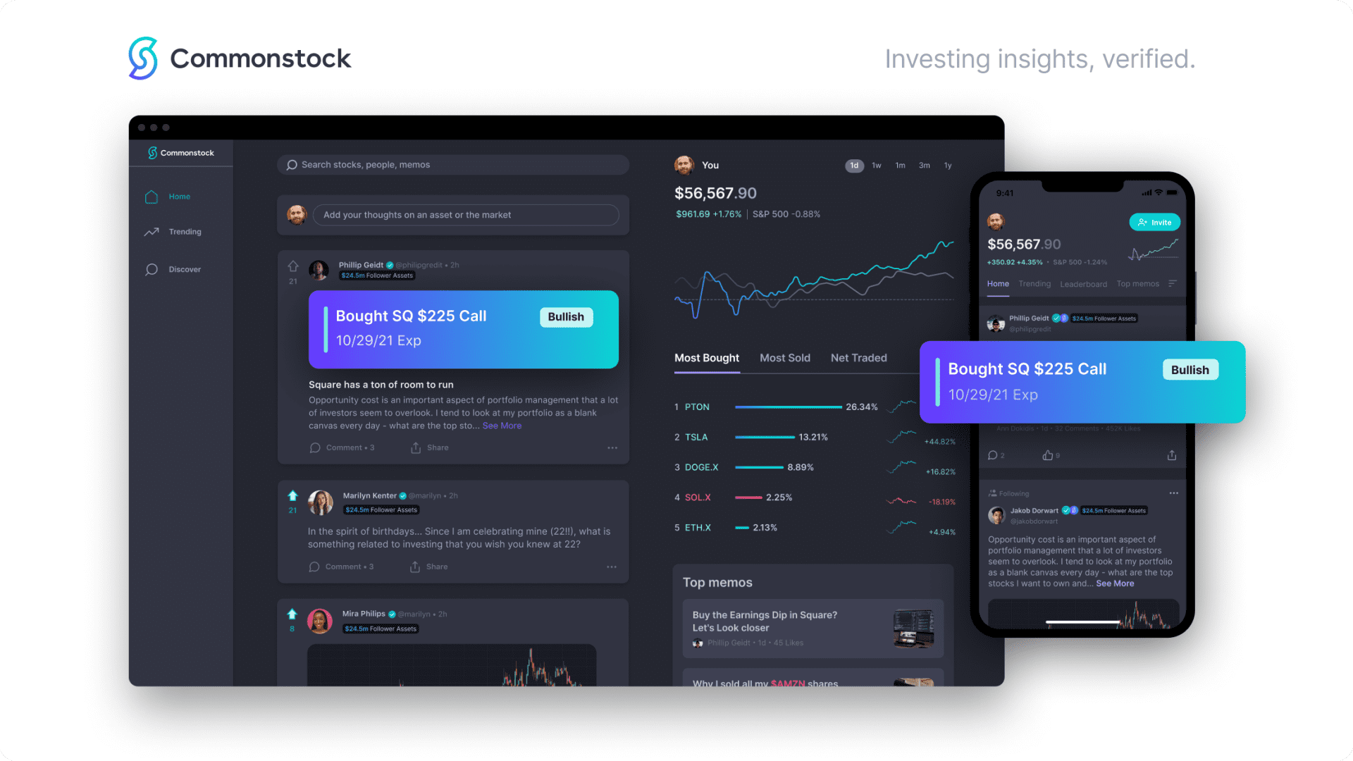 Commonstock's social media interface