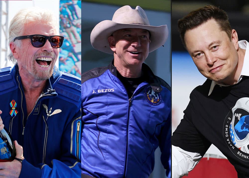 Branson is trailing Bezos in space tourism, while Musk’s SpaceX competes in a league of its own