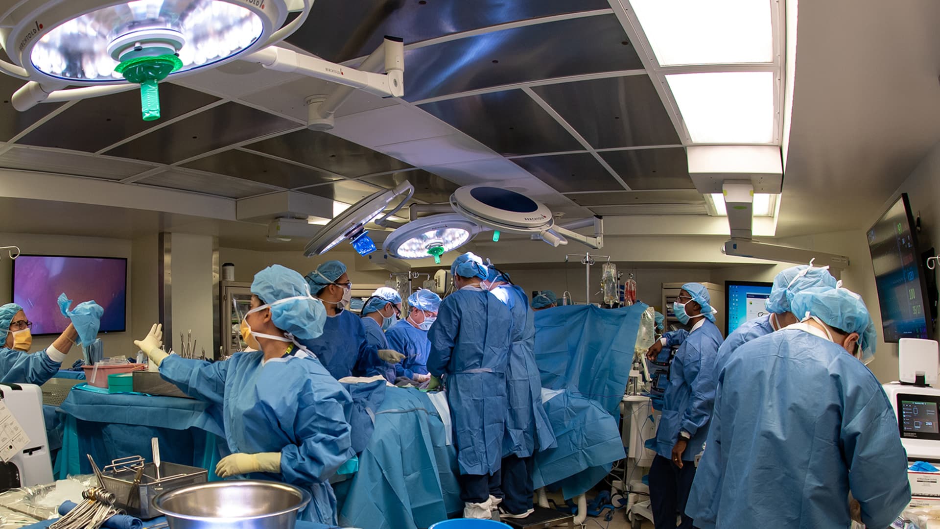 Doctors perform a liver transplant at North Shore University Hospital in Manhasset, New York. The hospital system, Northwell Health, provides financial wellness benefits to its employers.