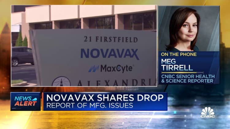 Novavax shares drop after report of Covid vaccine manufacturing issues