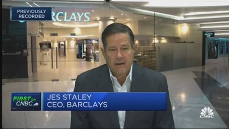 Higher rates will be positive for Barclays, CEO Staley says