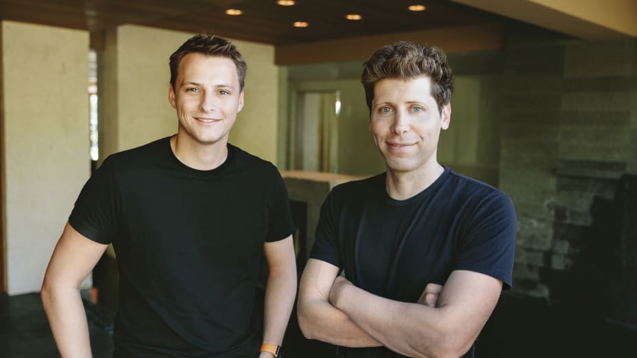 Worldcoin co-founders Sam Altman and Alex Blania.