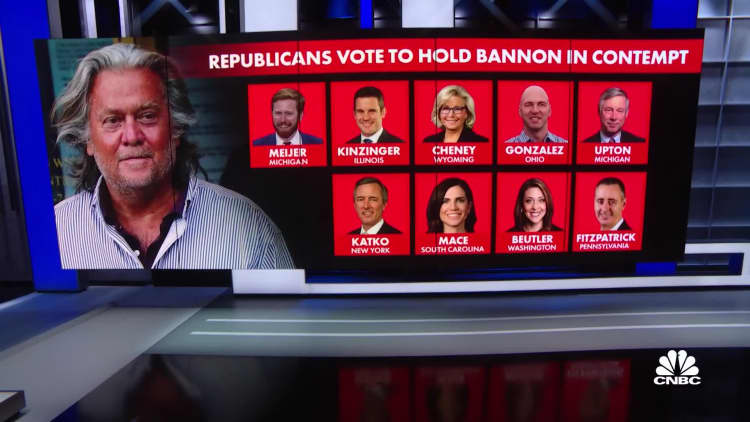 House votes to hold Steve Bannon in contempt