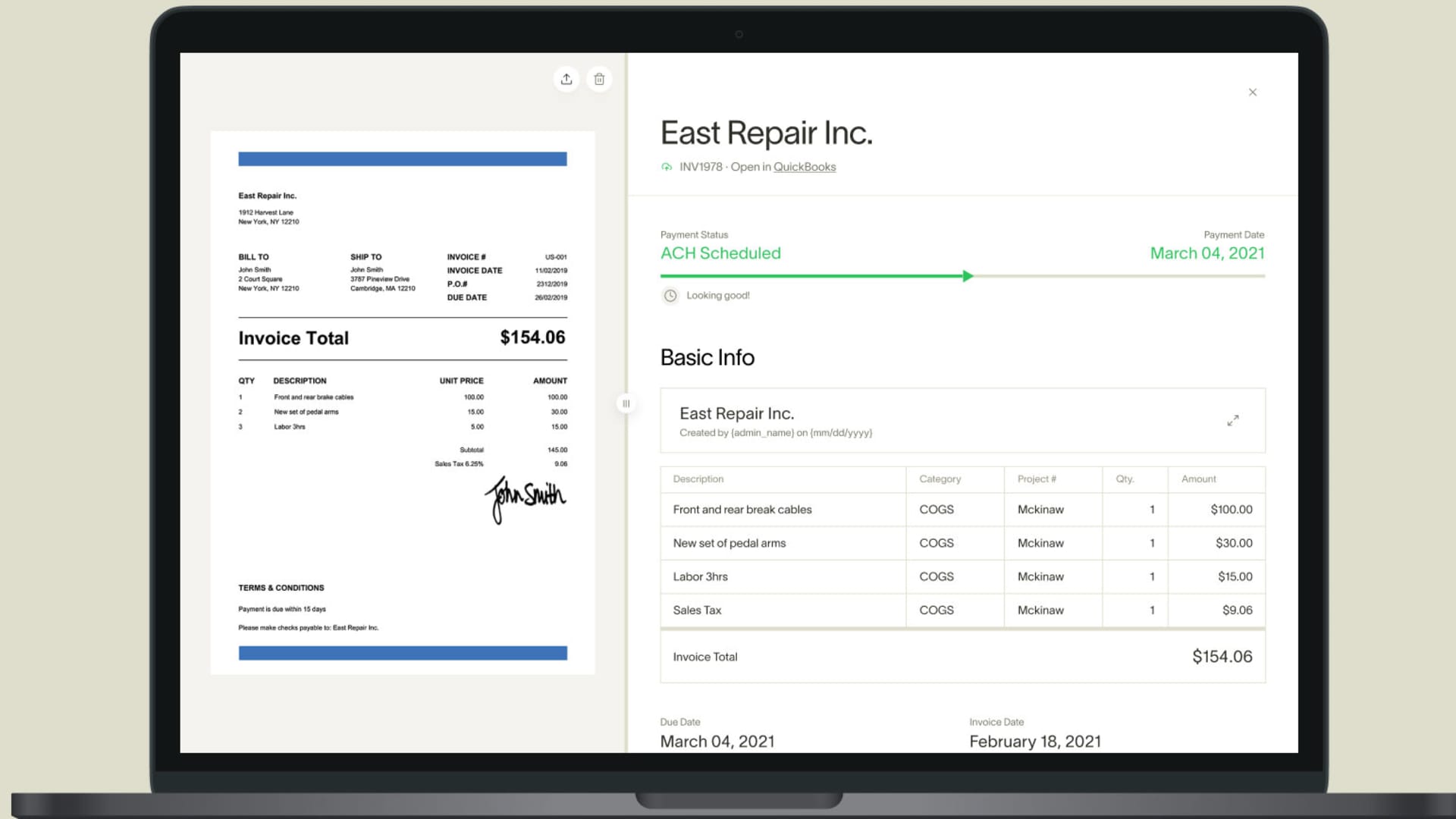 Screenshot of corporate card startup Ramp’s new bill paying feature. 