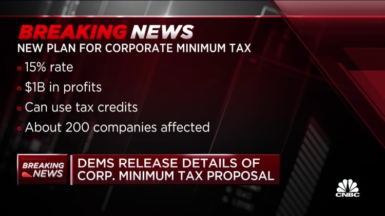 Democrats release details of corporate minimum tax proposal