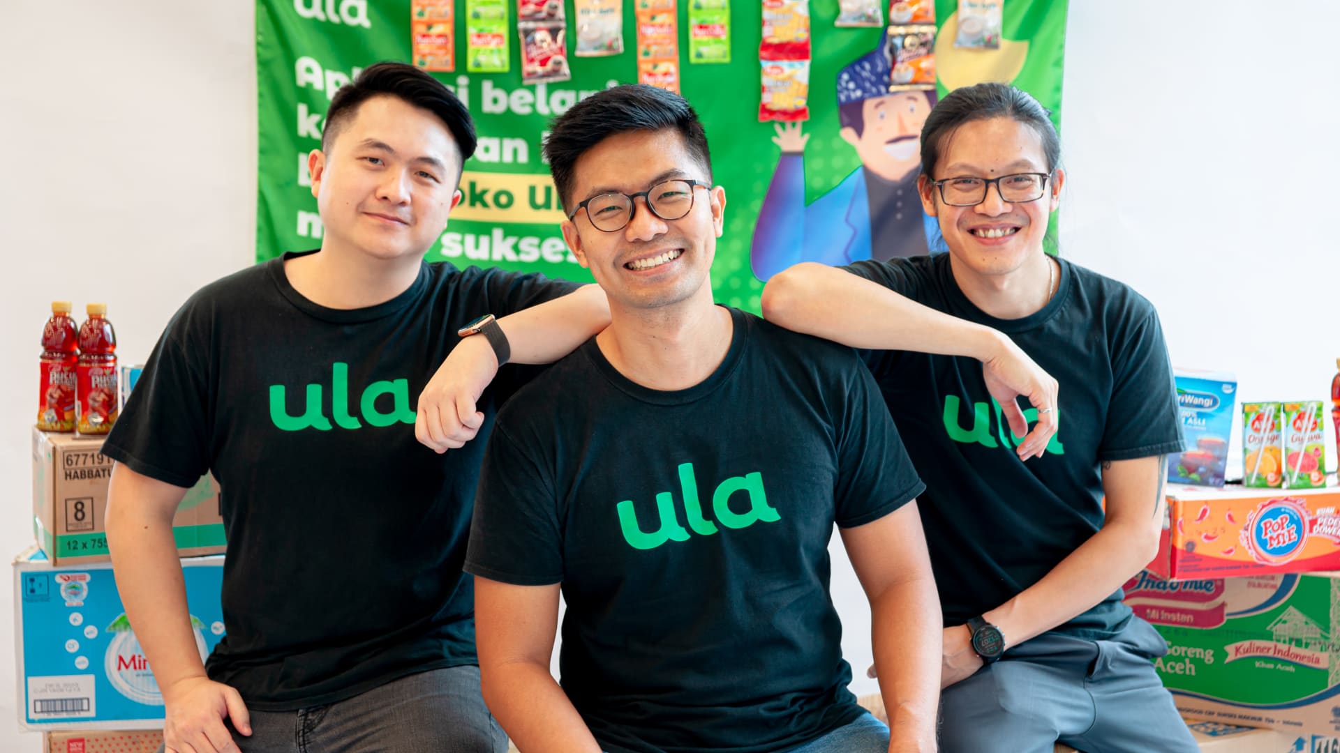 Ula co-founders Riky Tenggara, Derry Sakti and Alan Wong.
