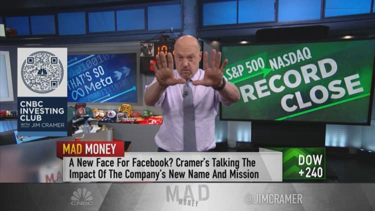 Cramer discusses Facebook's name change and quarterly results from Apple and Amazon