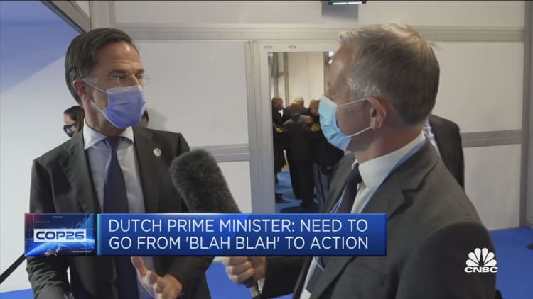 Time to move from 'blah blah' to climate action, Dutch PM Rutte says
