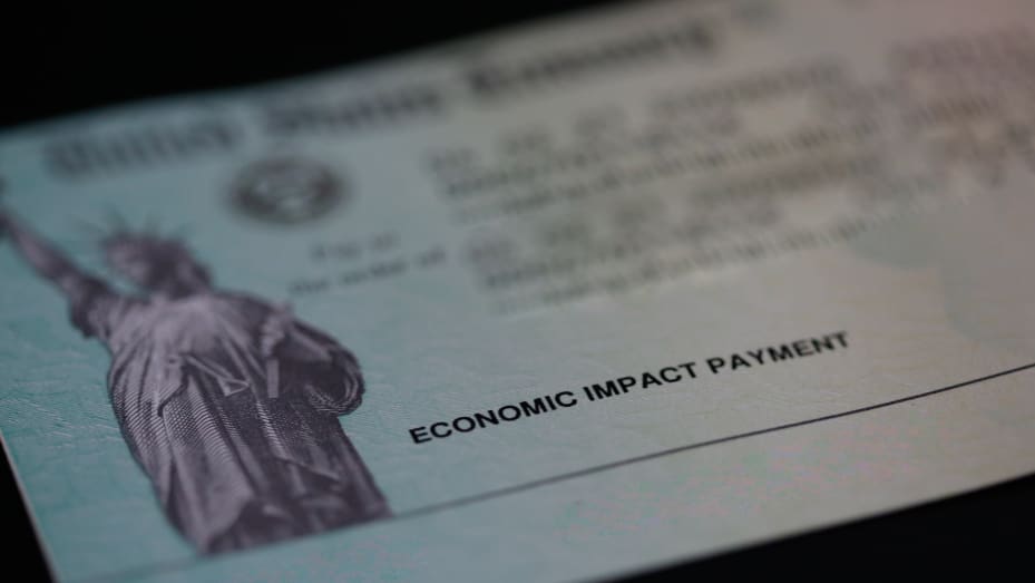 An economic impact payment also referred to as a stimulus check issued by the United States Treasury.